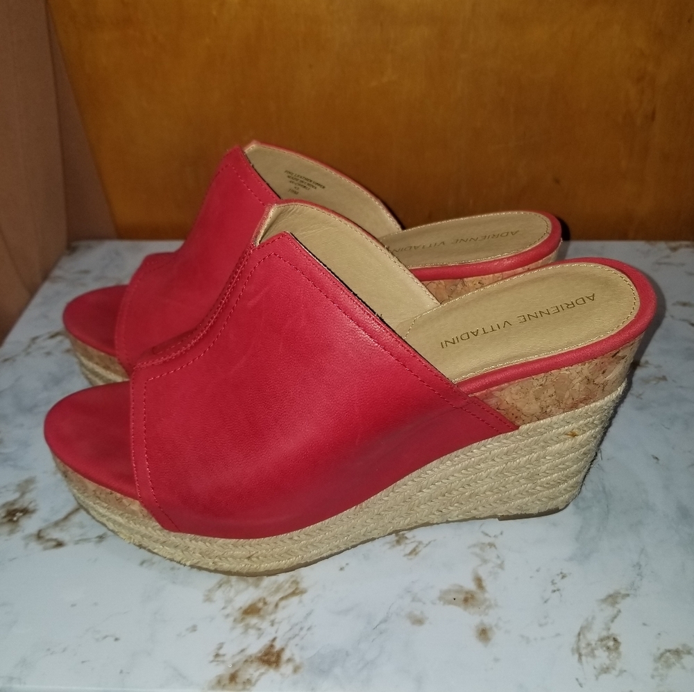 Adrienne Vittadini Espadrille Leather Wedge Sandals